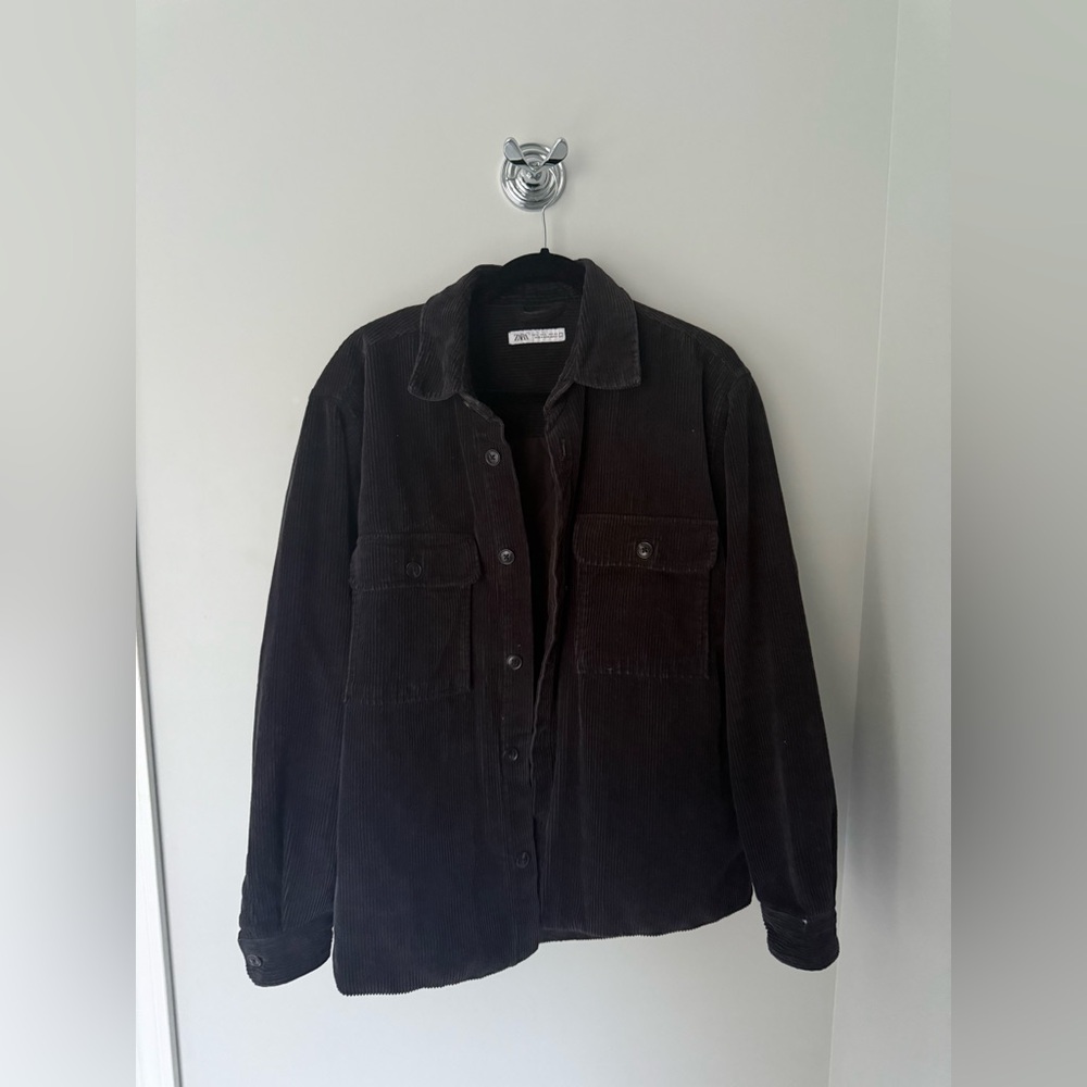 Zara Dark Corduroy Shirt Jacket